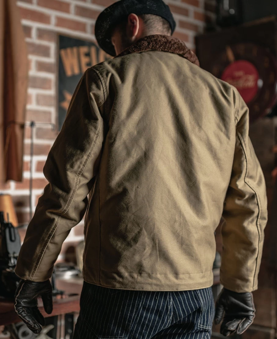 Bronson Men's Khaki WWII Early Model Submarine N-1 Wool Deck Jacket