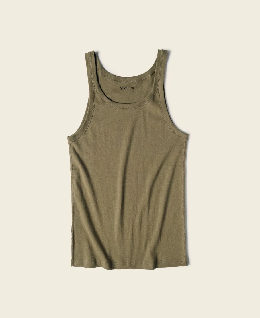 Bronson Military Olive Cotton Tank Top for Men - Heavy Duty Workout & Casual Sleeveless Shirt