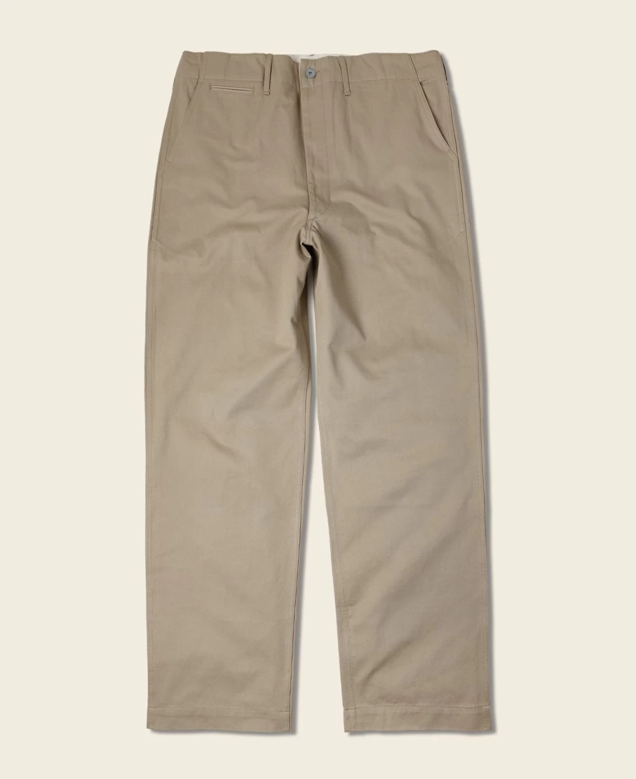Bronson Men's Khaki 1942 US Army Chino Trousers - Vintage Military Style Pants
