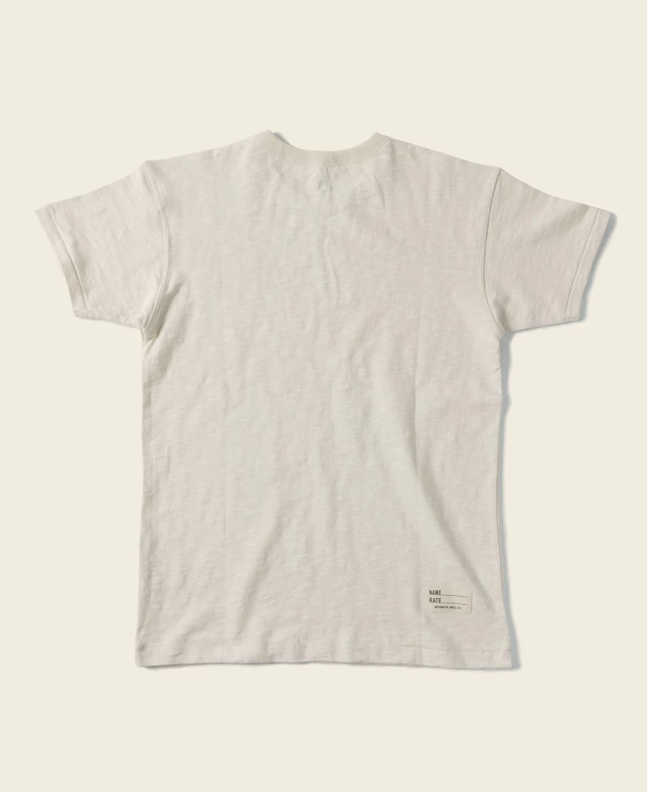 1940s USN Seabees Vintage Slub Cotton T-Shirt by Bronson - Beige Military Training Tee for Men